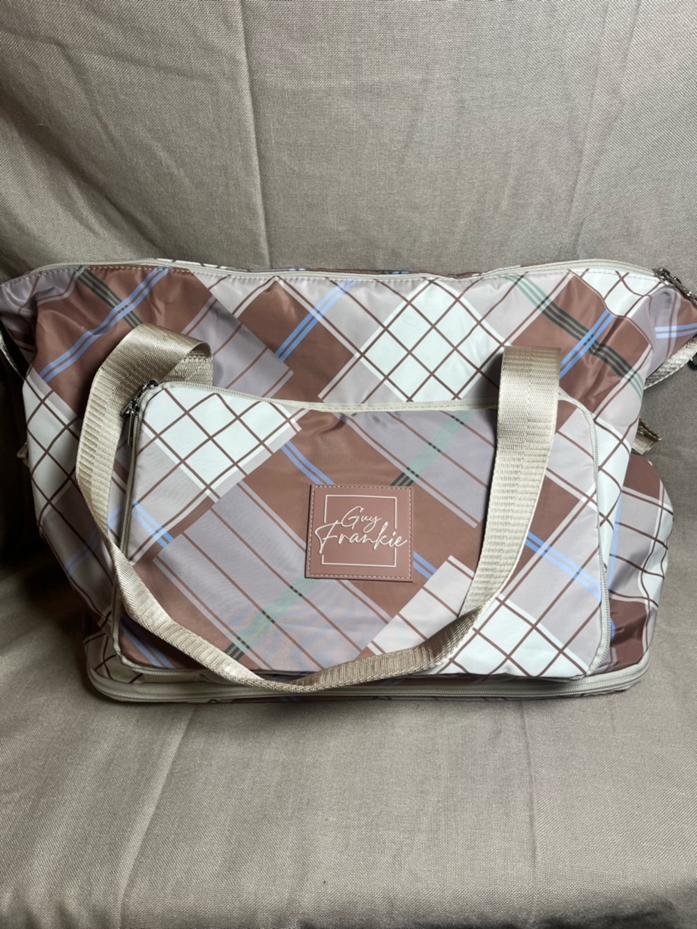 Brown Plaid Weekender Bag